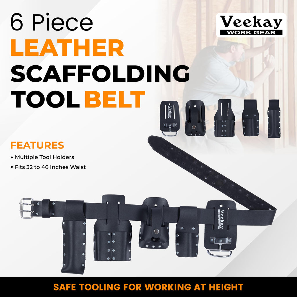 Black Leather 5-Piece Tool Belt Set S6532
