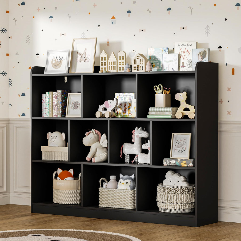 Black 3 Tier Wood Bookshelf U311896