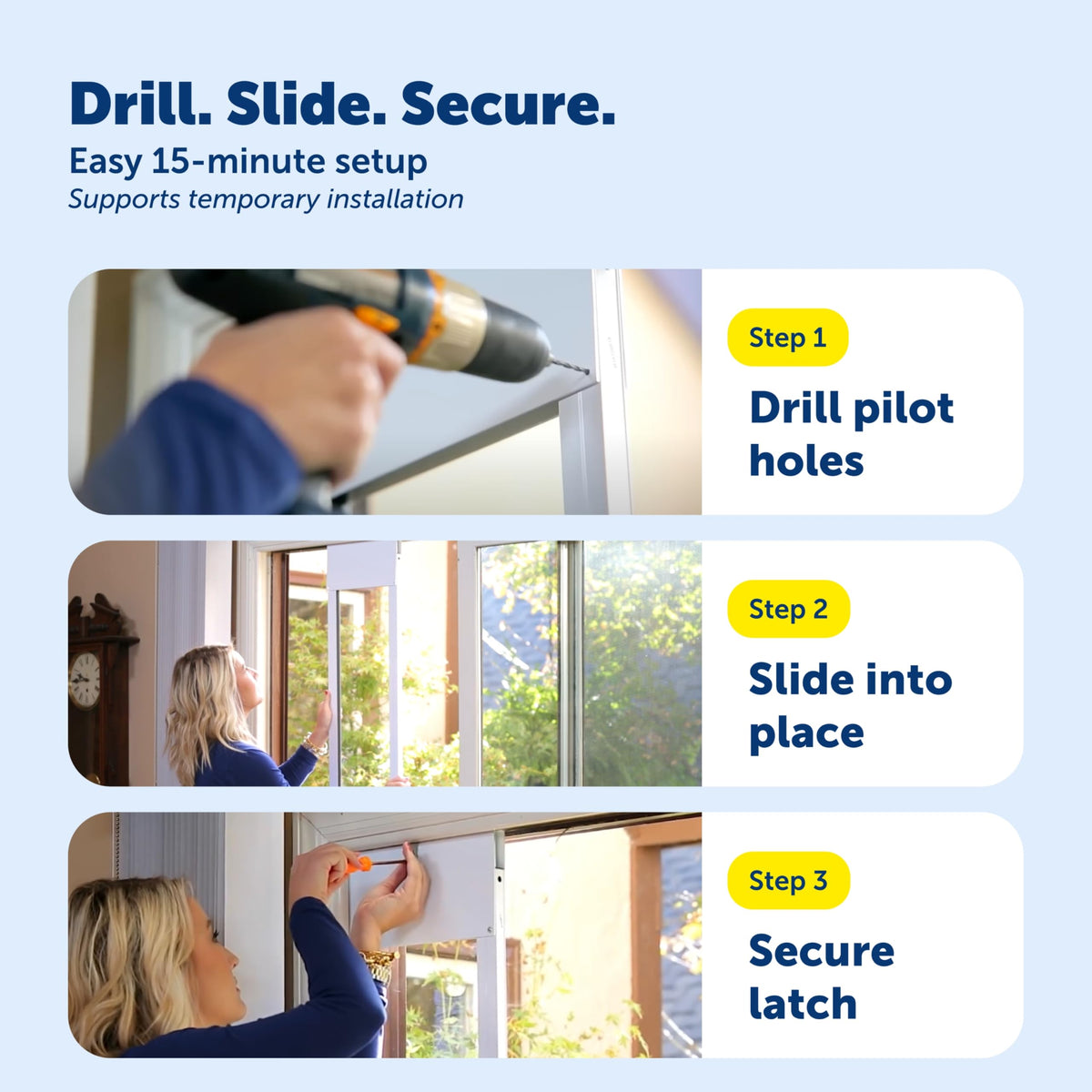 Sliding Glass Pet Door, Large, White M76853