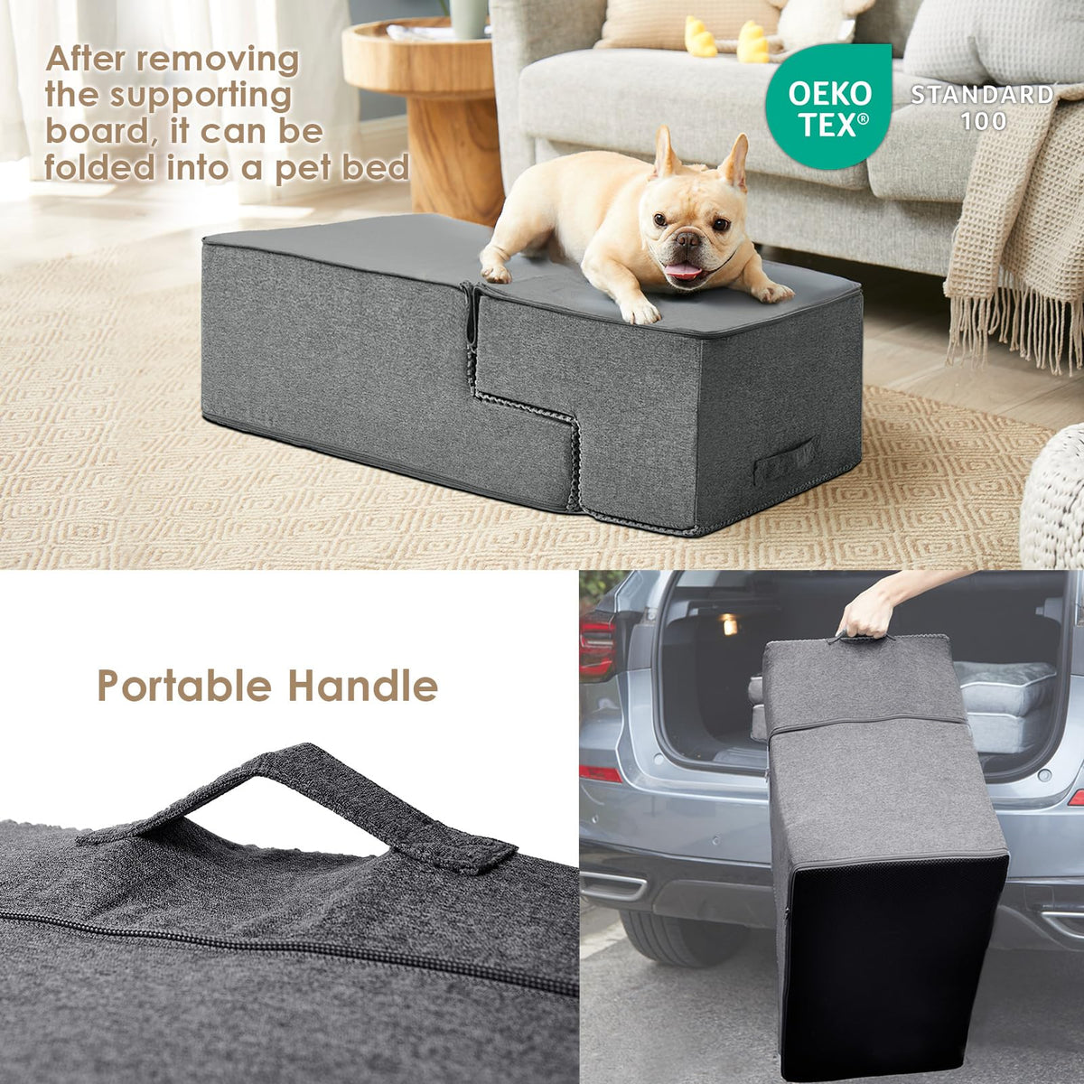 4-Step Grey Dog Stairs A6320