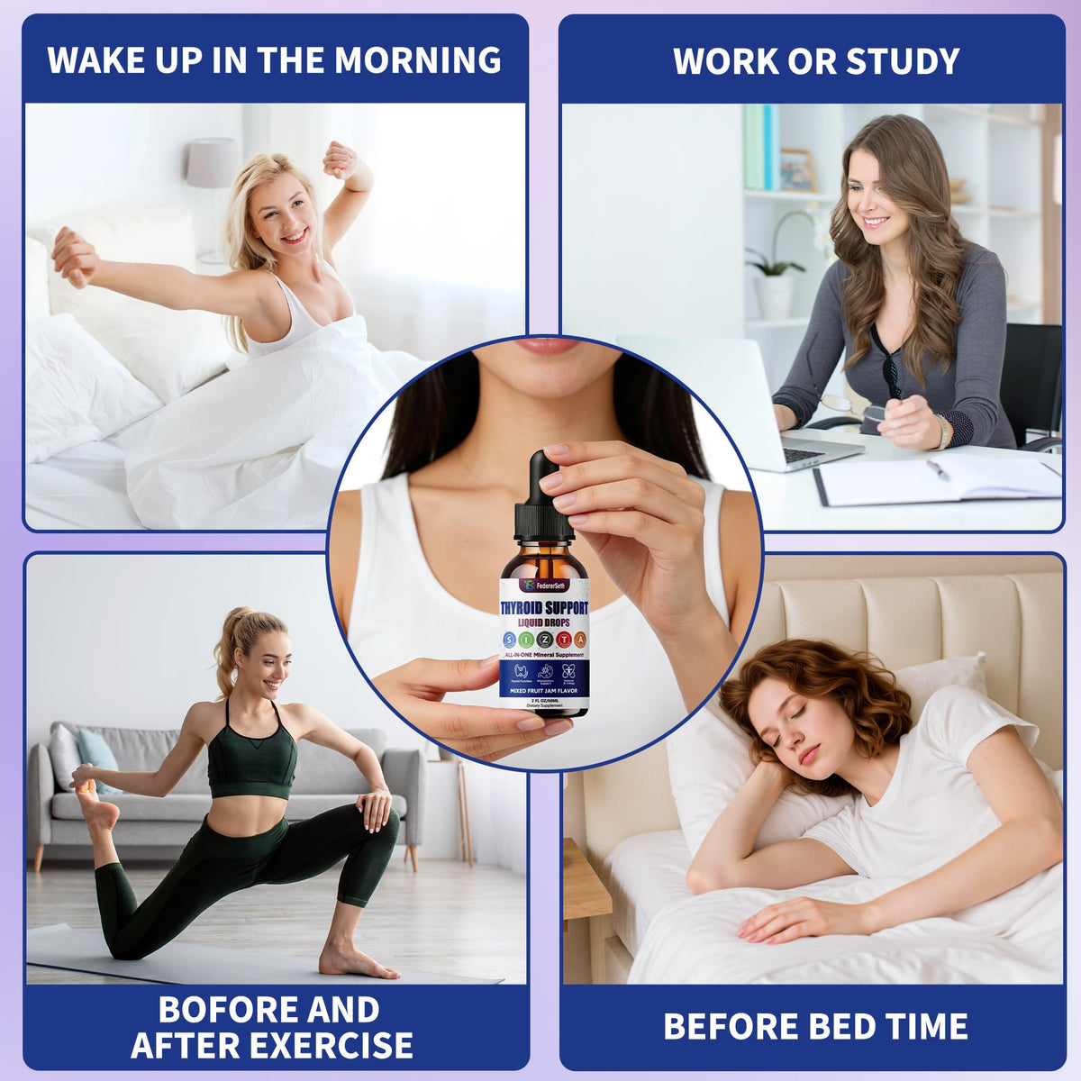 Liquid Thyroid Support Supplement with Selenium Zinc Iodine 2 Fl. Oz L26761