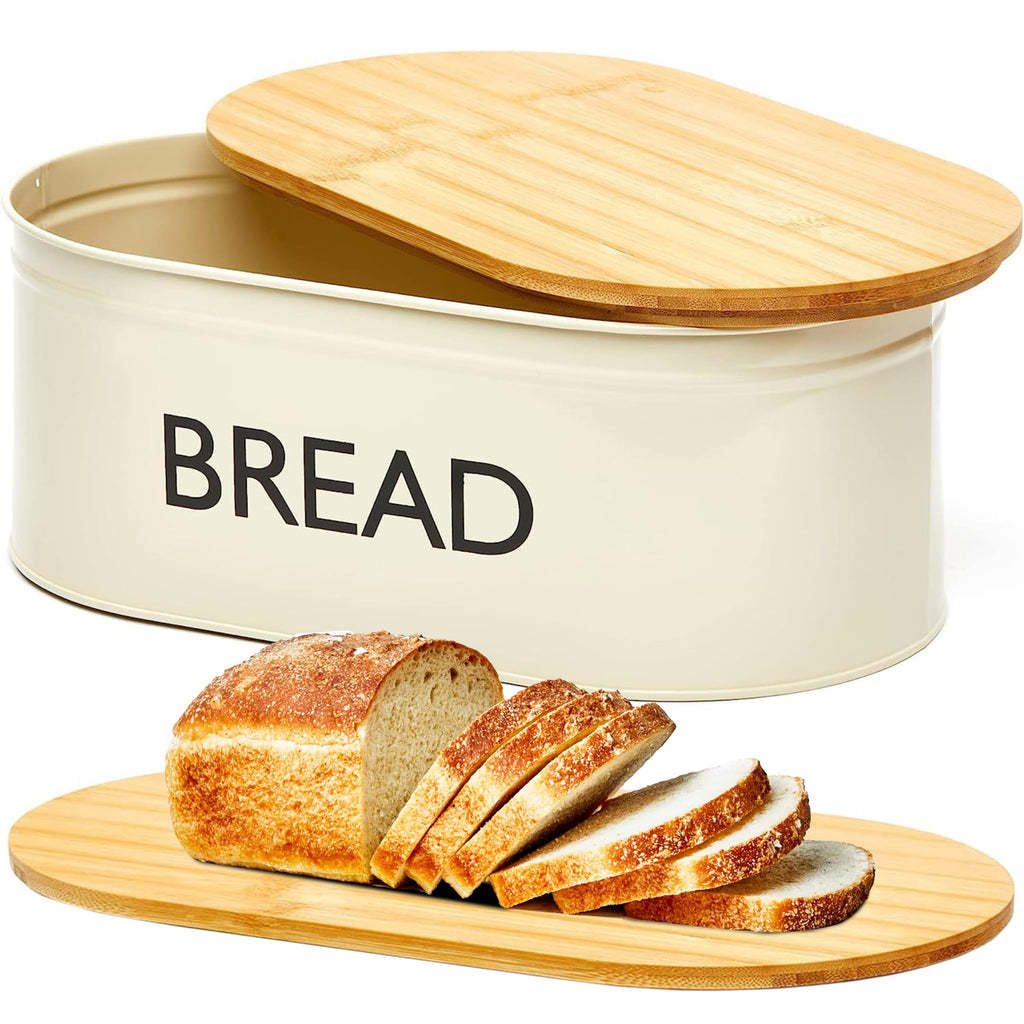 Metal Bread Box with Bamboo Lid O843318