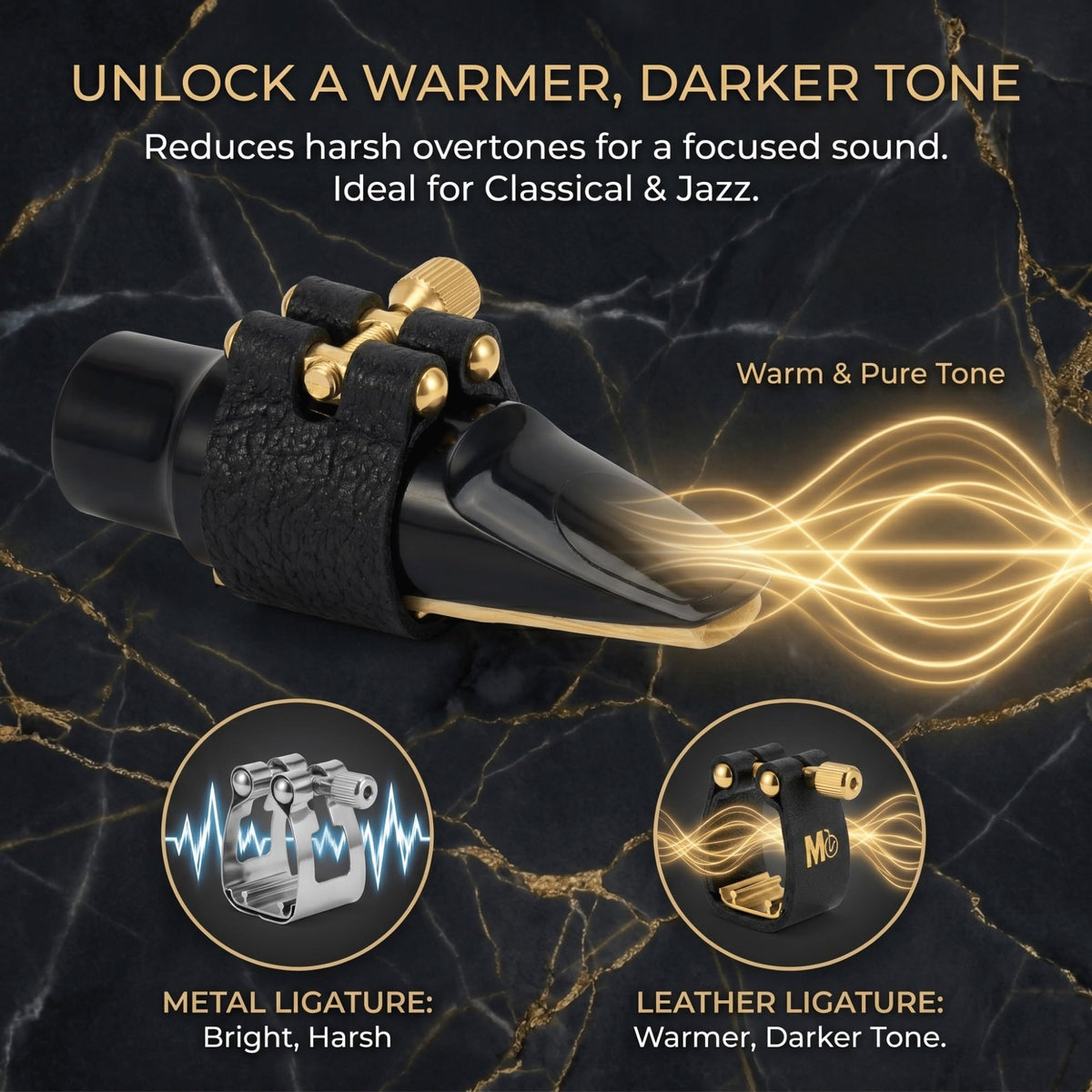 Adjustable Single-Screw Leather Alto Saxophone Ligature Q550