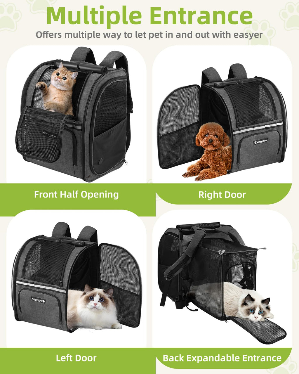 Expandable Breathable Mesh Cat Dog Carrier Backpack J501