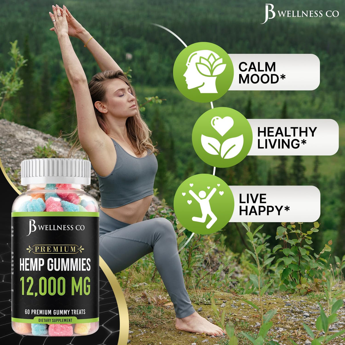 Hemp Gummies 12,000 Vitamins & Omega 3,6,9 120 Count M2012