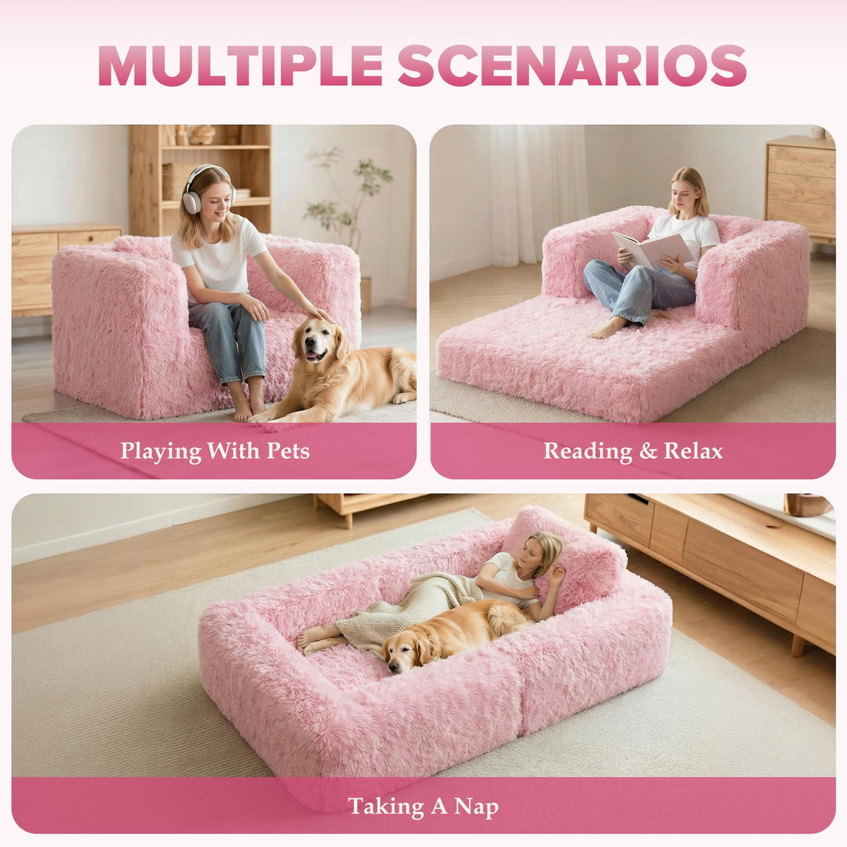Convertible Sofa Bed 3-in-1 Futon with Pillow Y9763