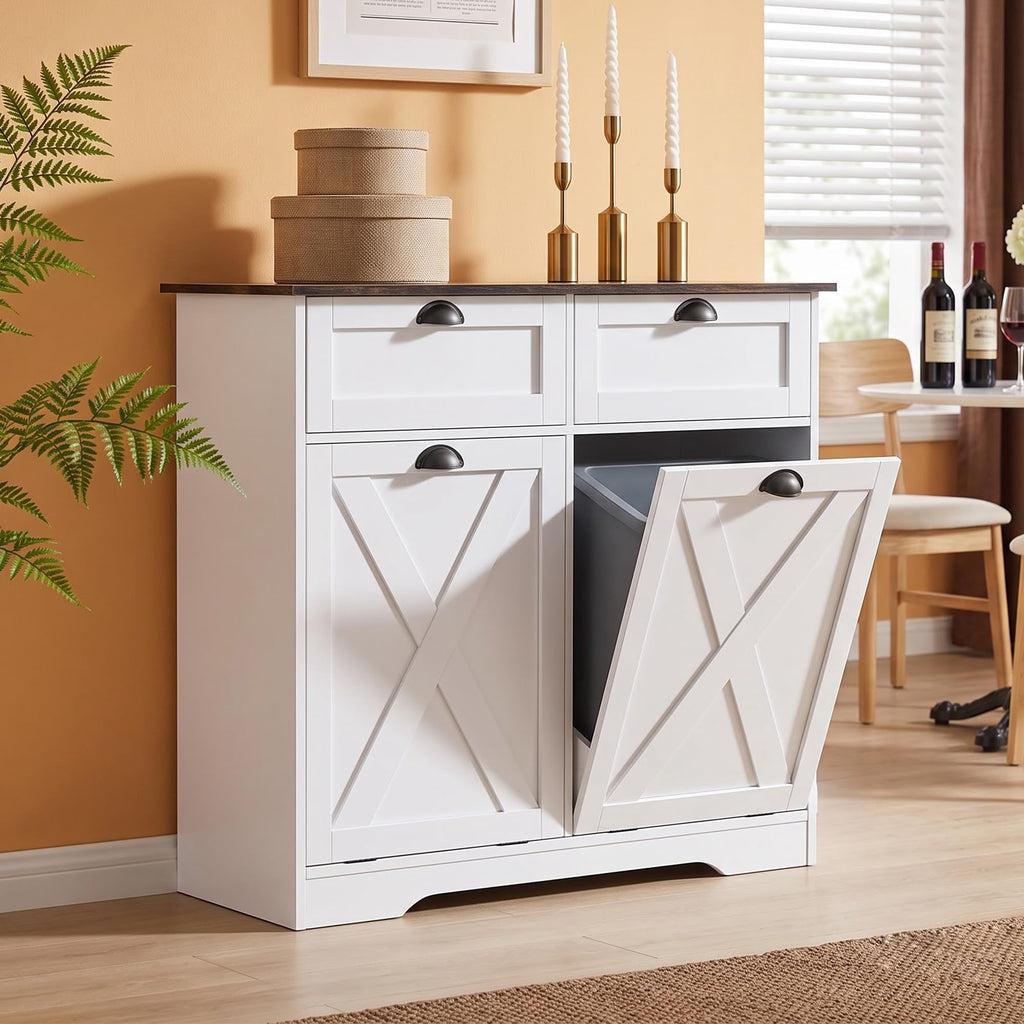 White Tilt Out Trash Cabinet M205614