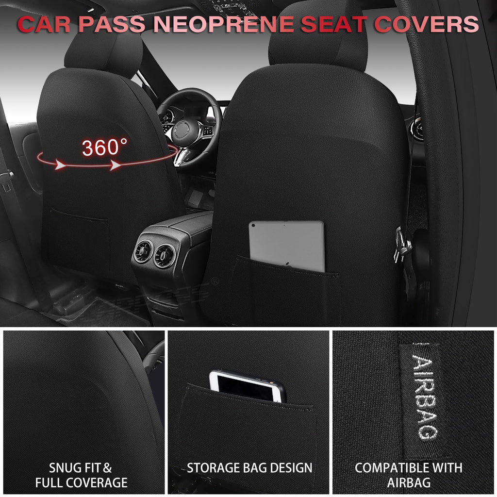 Waterproof Neoprene Car Seat Covers Full Set 5 Seats Black Red H888