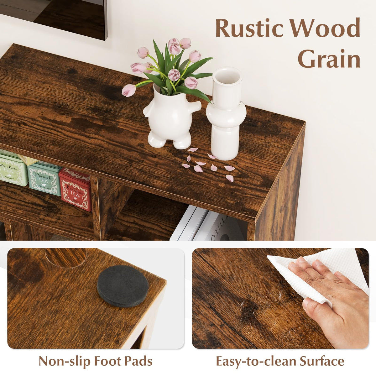 Brown 3-Piece TV Stand with Storage Cubes I42088