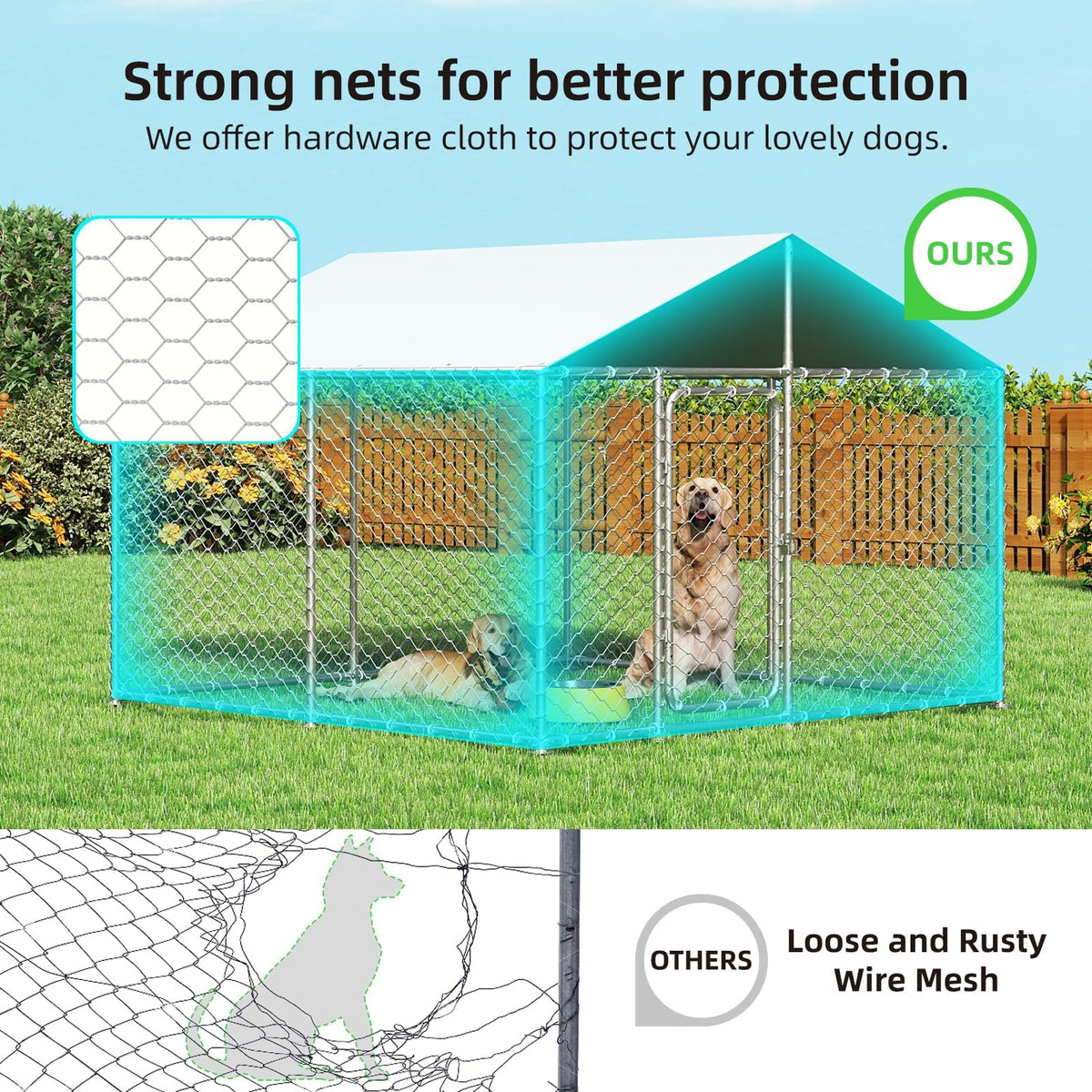 10x10FT Heavy Duty Outdoor Dog Kennel with Roof D117094