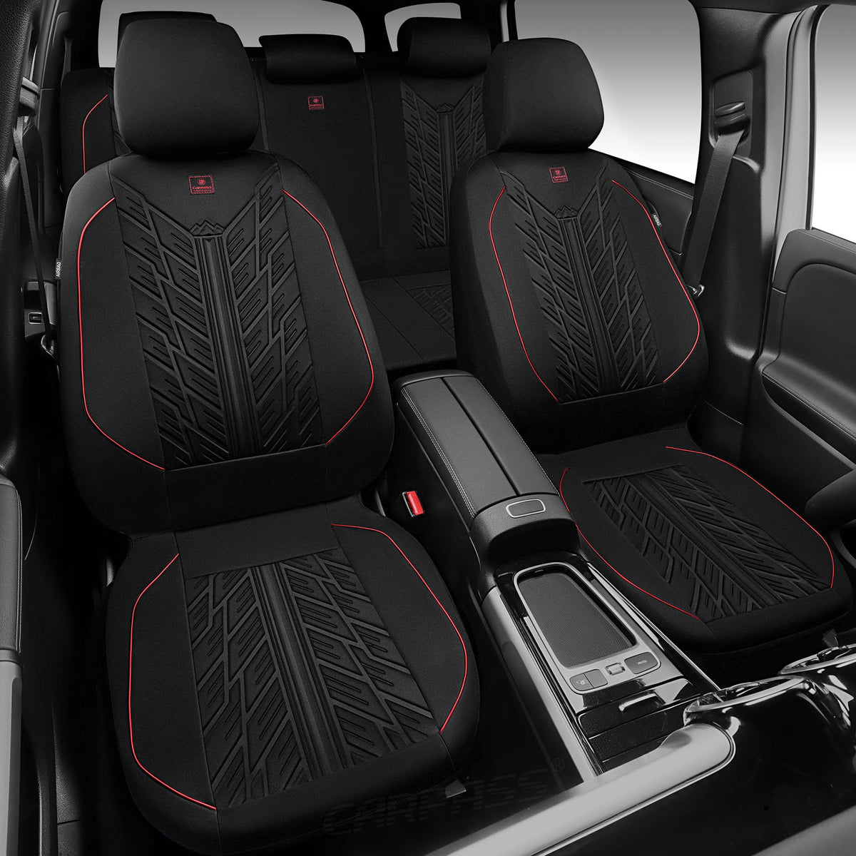 Waterproof Neoprene Car Seat Covers Full Set 5 Seats Black Red H888