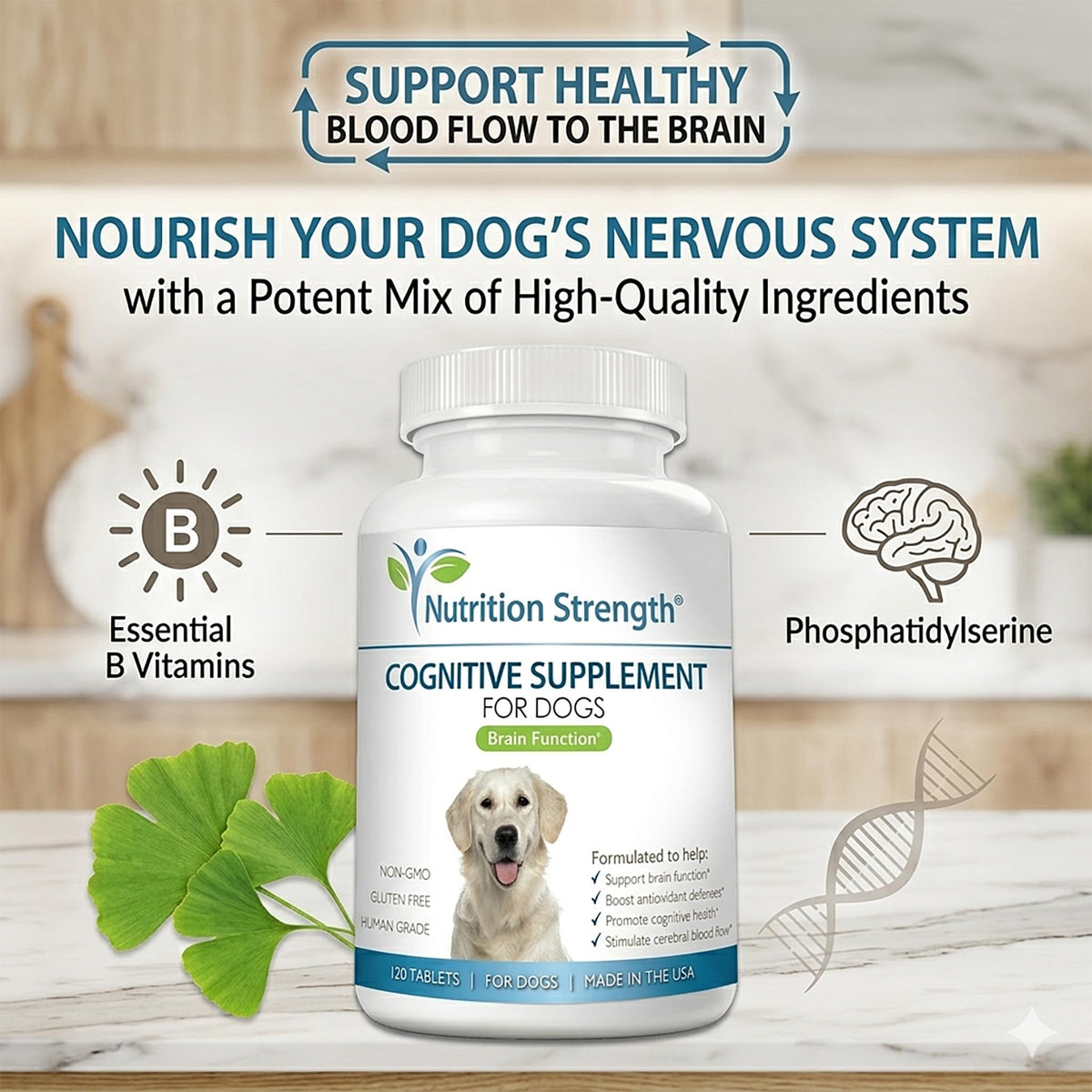 120 Chewable Tablets Cognitive Support Dog Supplement A884106