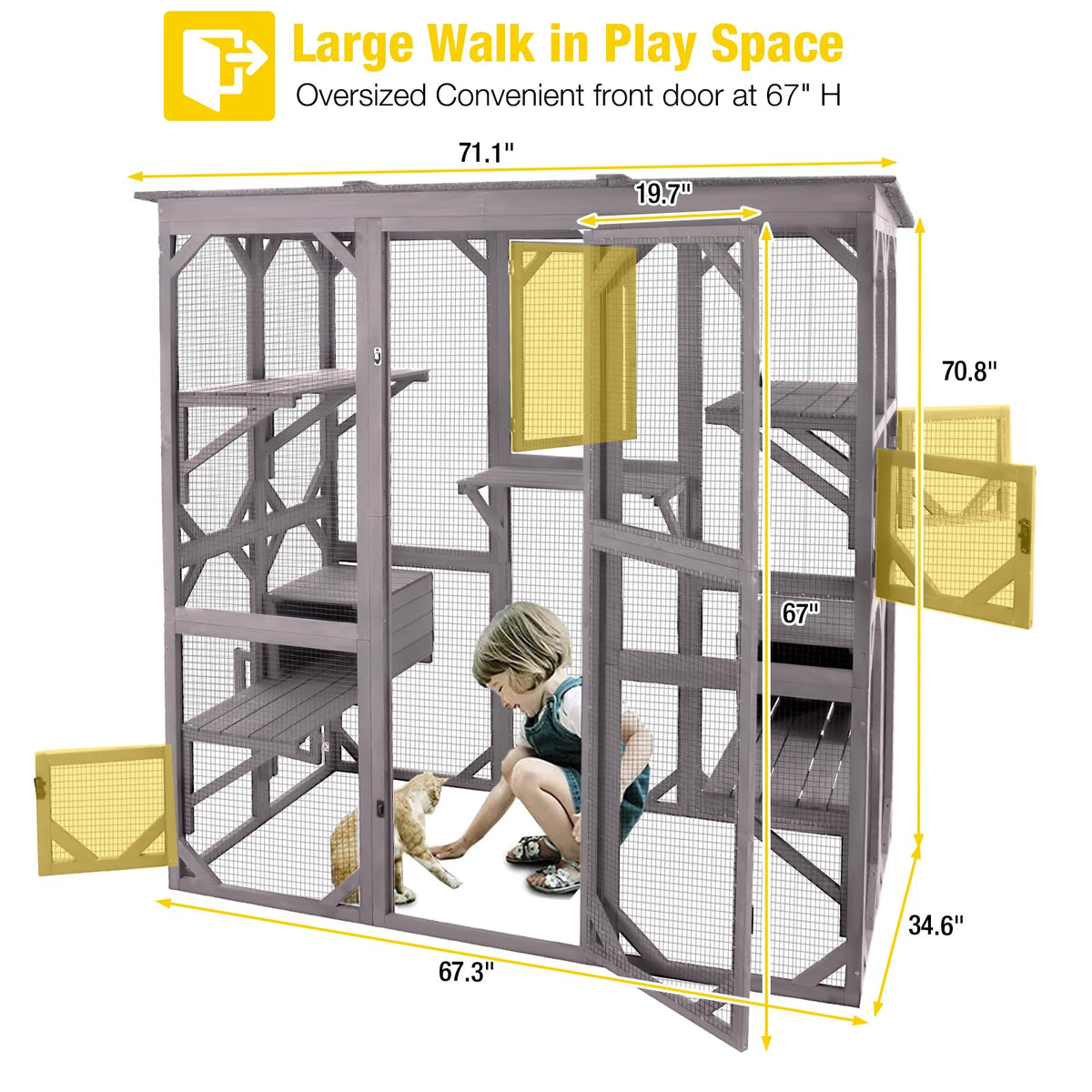 Extra Large 5-Level Outdoor Cat Enclosure with Cover I9691