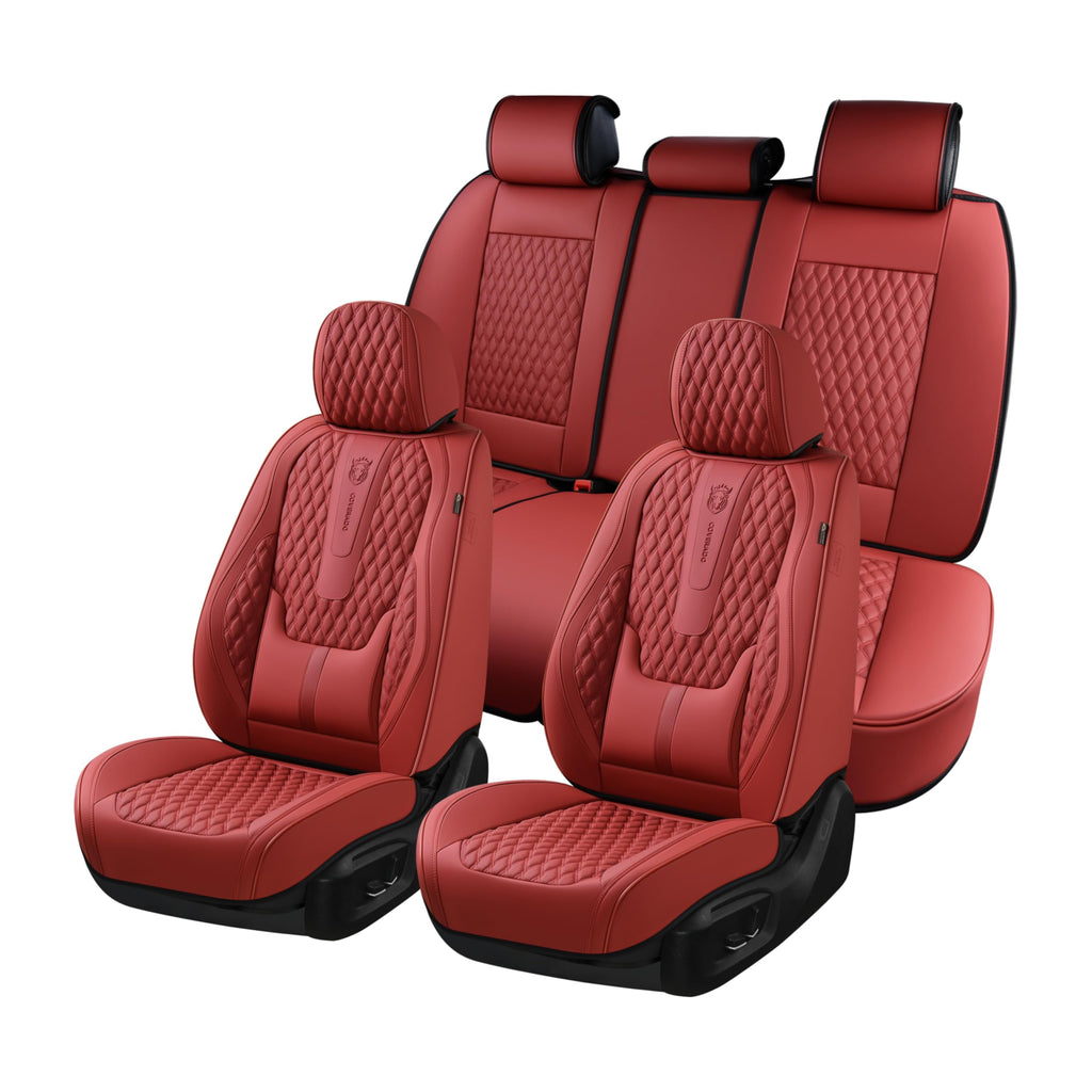 Red Full Set Nappa Leather Car Seat Covers T7818