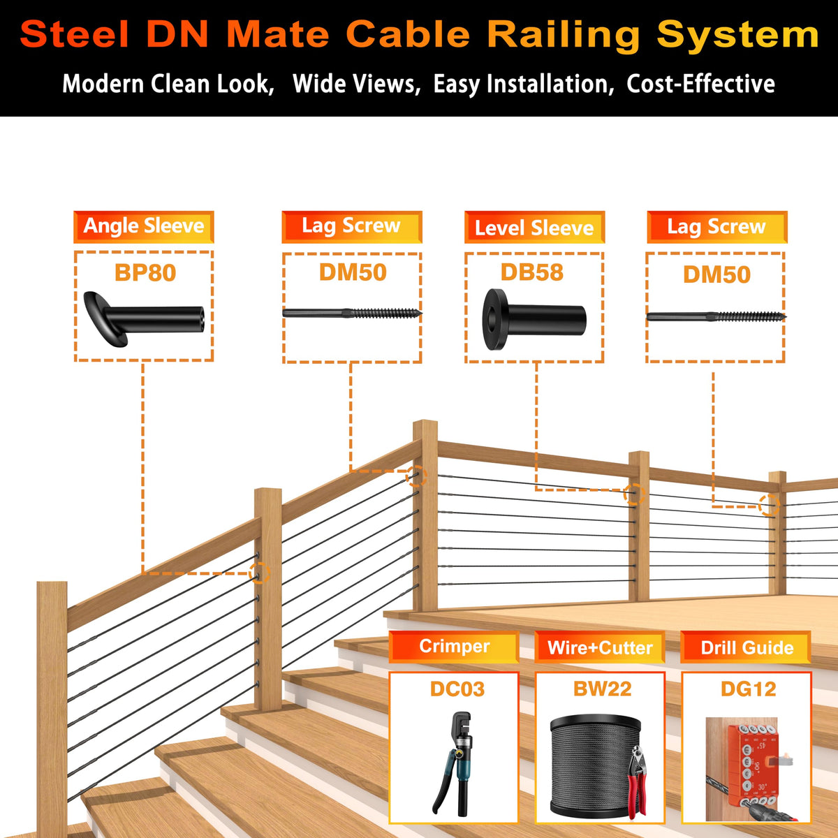 Black Stainless Steel Cable for Railing 220FT 1/8" T316 Wire Rope L8604