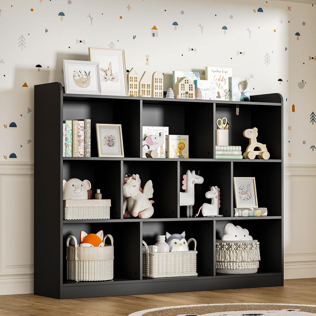 Black 3 Tier Wood Bookshelf U311896