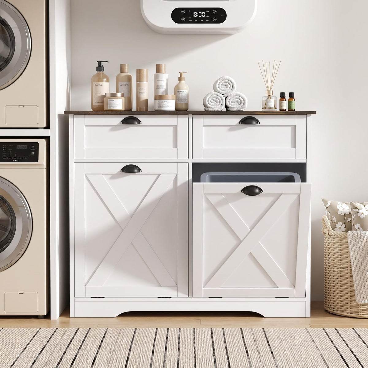 White Tilt Out Trash Cabinet M205614