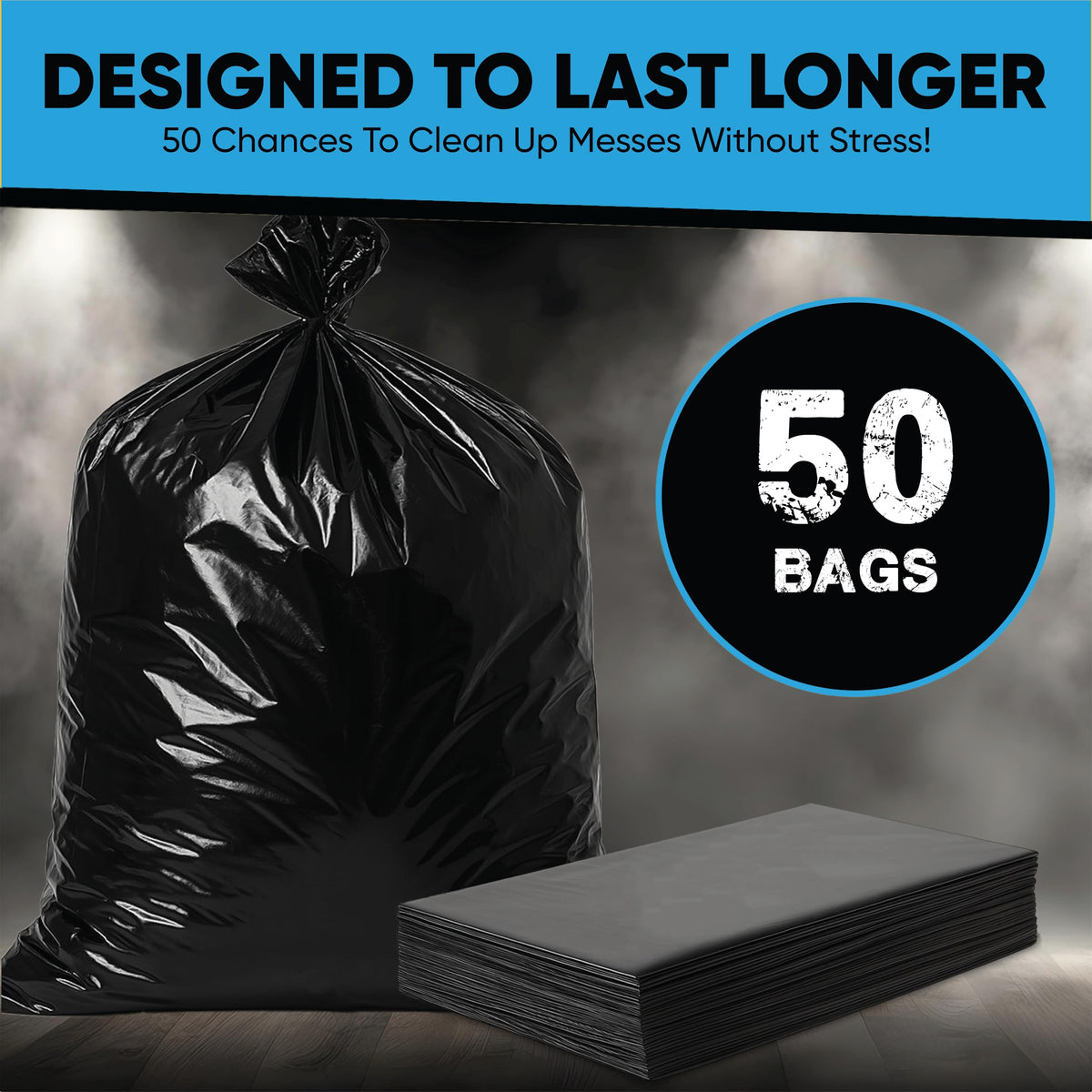55 Gallon Heavy Duty Trash Bags 50 Count with Ties W705