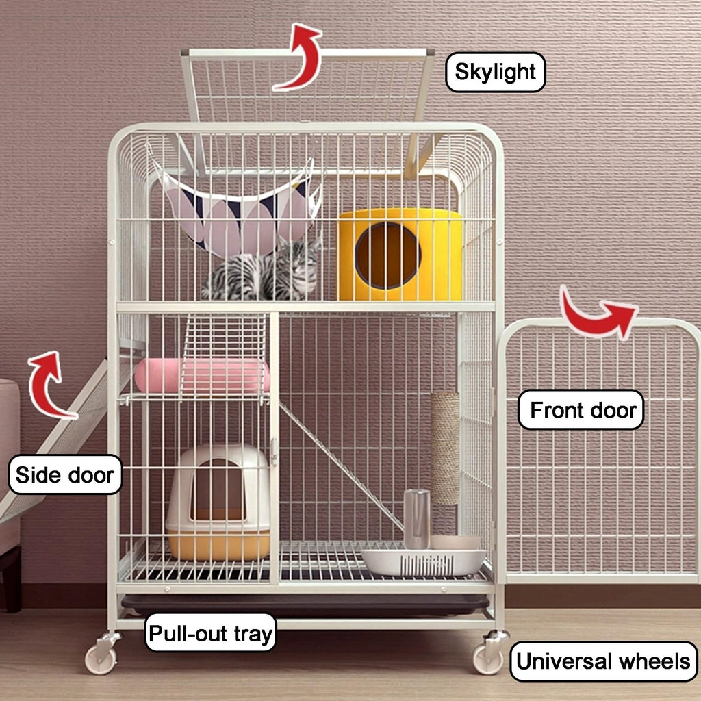 4-Tier Detachable Metal Wire Cat Cage with Hammock K486
