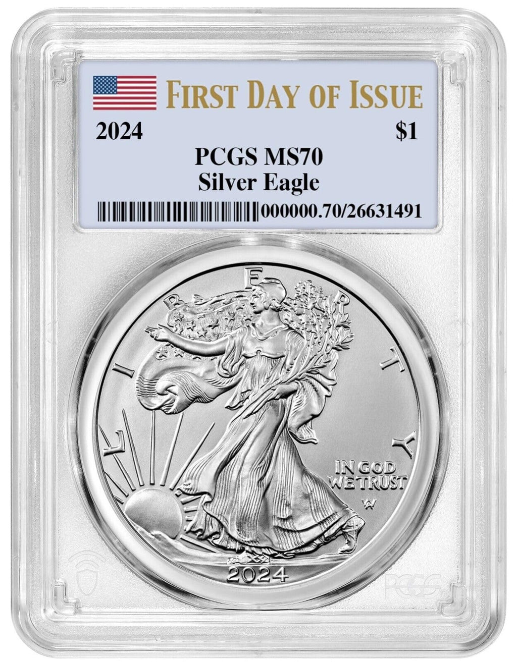 2024 $1 American Silver Eagle PCGS MS70 First Day of Issue U4157