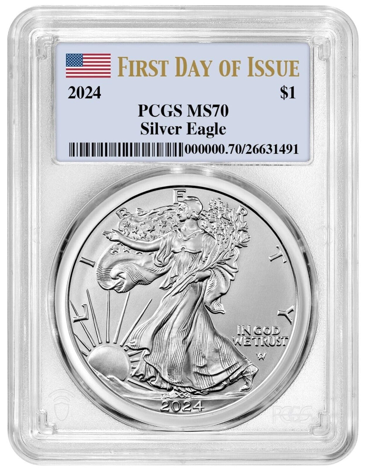 2024 $1 American Silver Eagle PCGS MS70 First Day of Issue U4157
