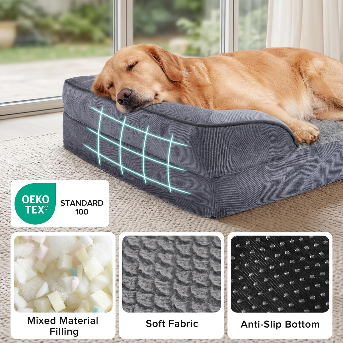 XL Washable Orthopedic Dog Sofa with Egg-Crate Foam Q2941