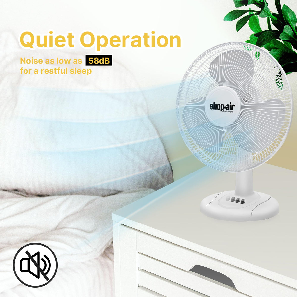 16" Oscillating Table Fan, 3 Speeds, White E8852