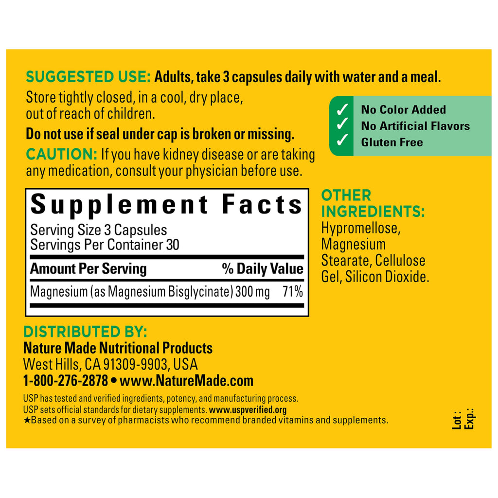 Magnesium Glycinate 300 mg 90 Capsules L628
