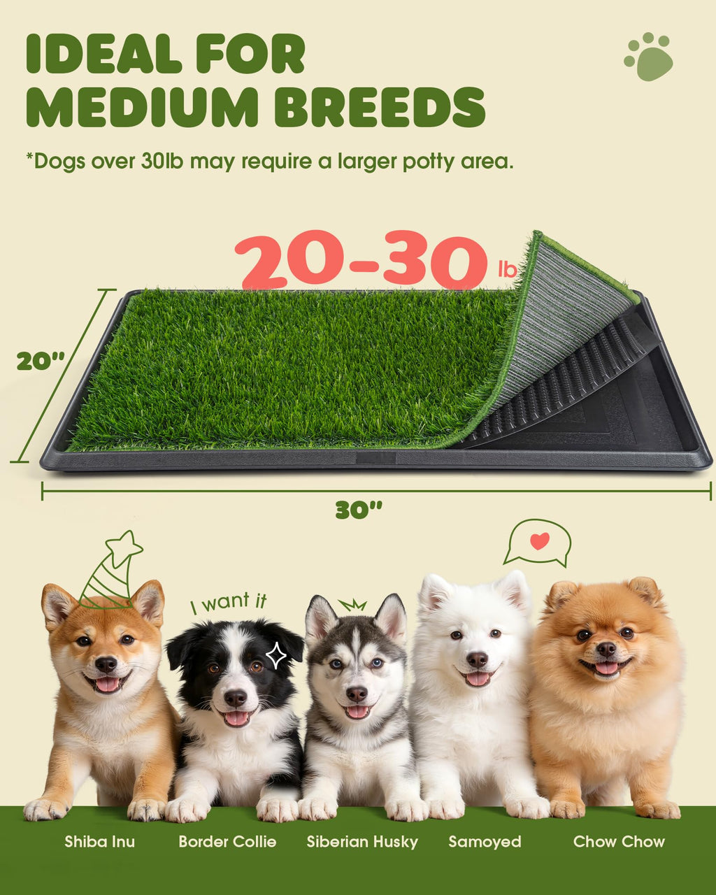 3 Layer Dog Grass Pad with Tray 30" x 20" D460299