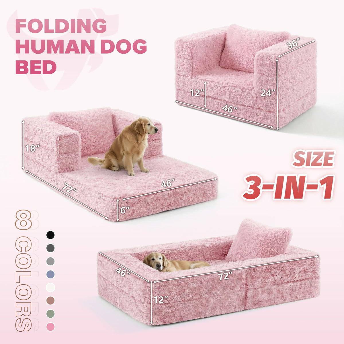 Convertible Sofa Bed 3-in-1 Futon with Pillow Y9763