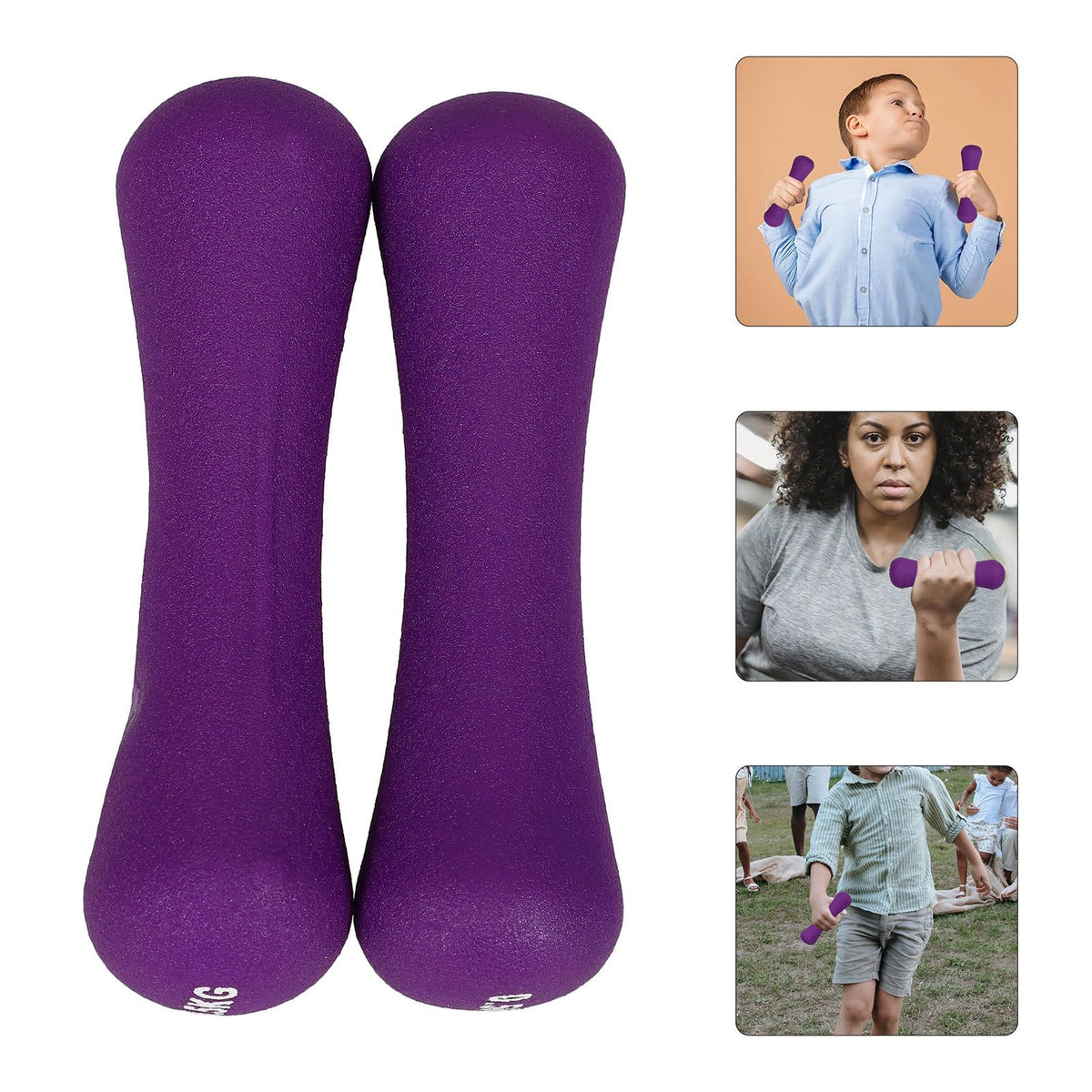 Bone-shaped Hand Dumbbells 2pcs 0.5kg Purple Neoprene Coated B33951