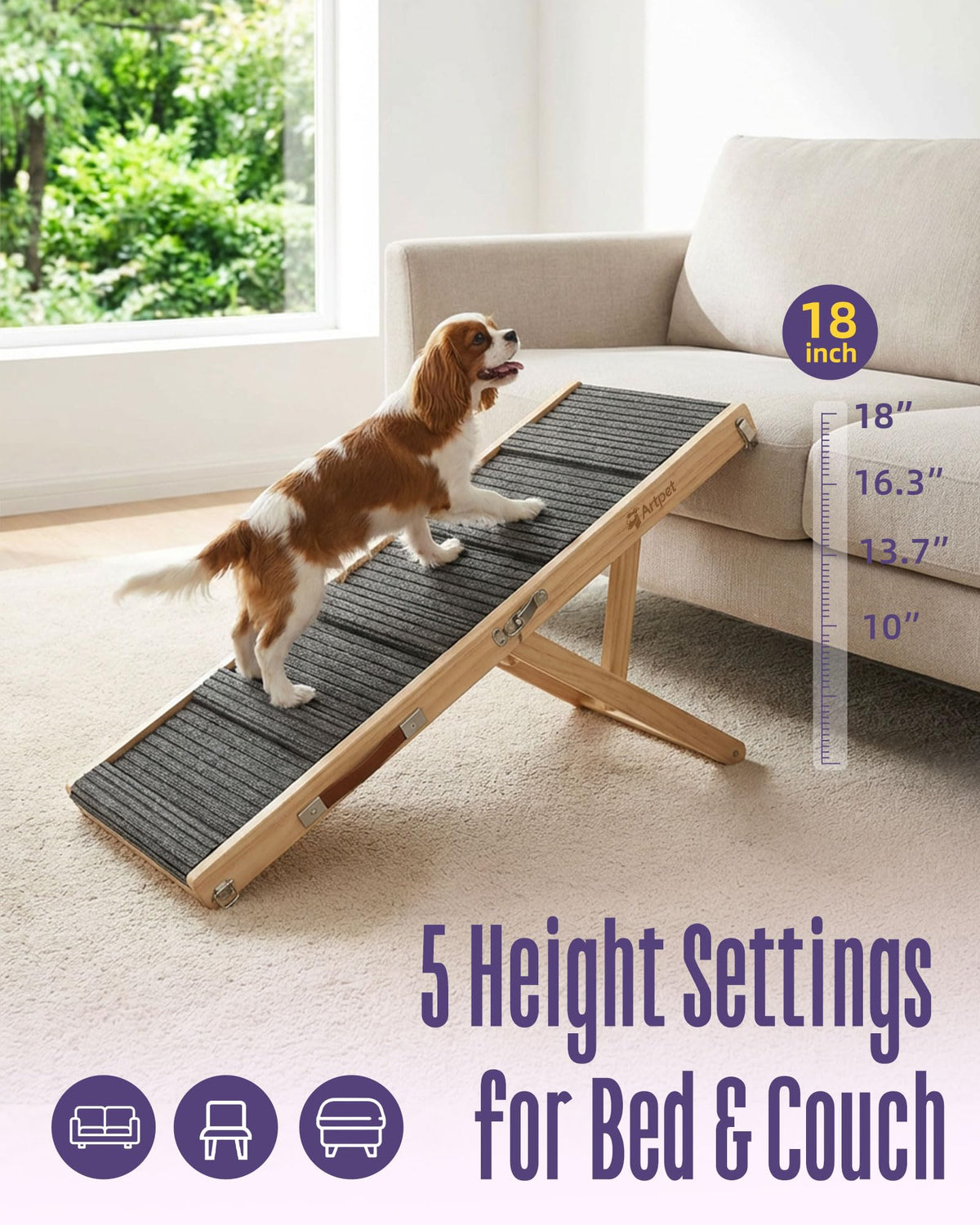 Adjustable Wooden Dog Ramp Q25125