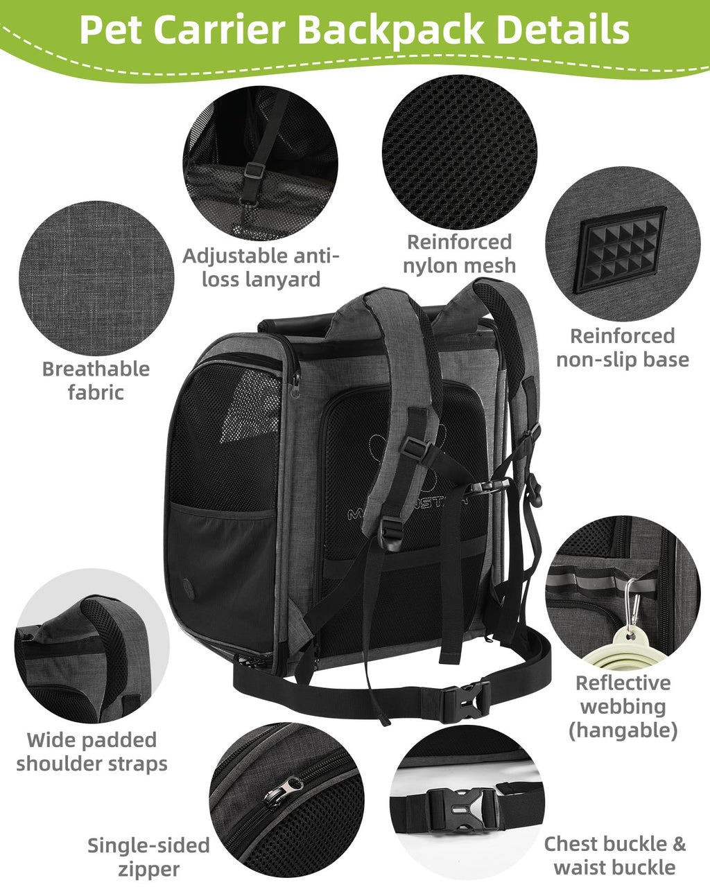 Expandable Breathable Mesh Cat Dog Carrier Backpack J501