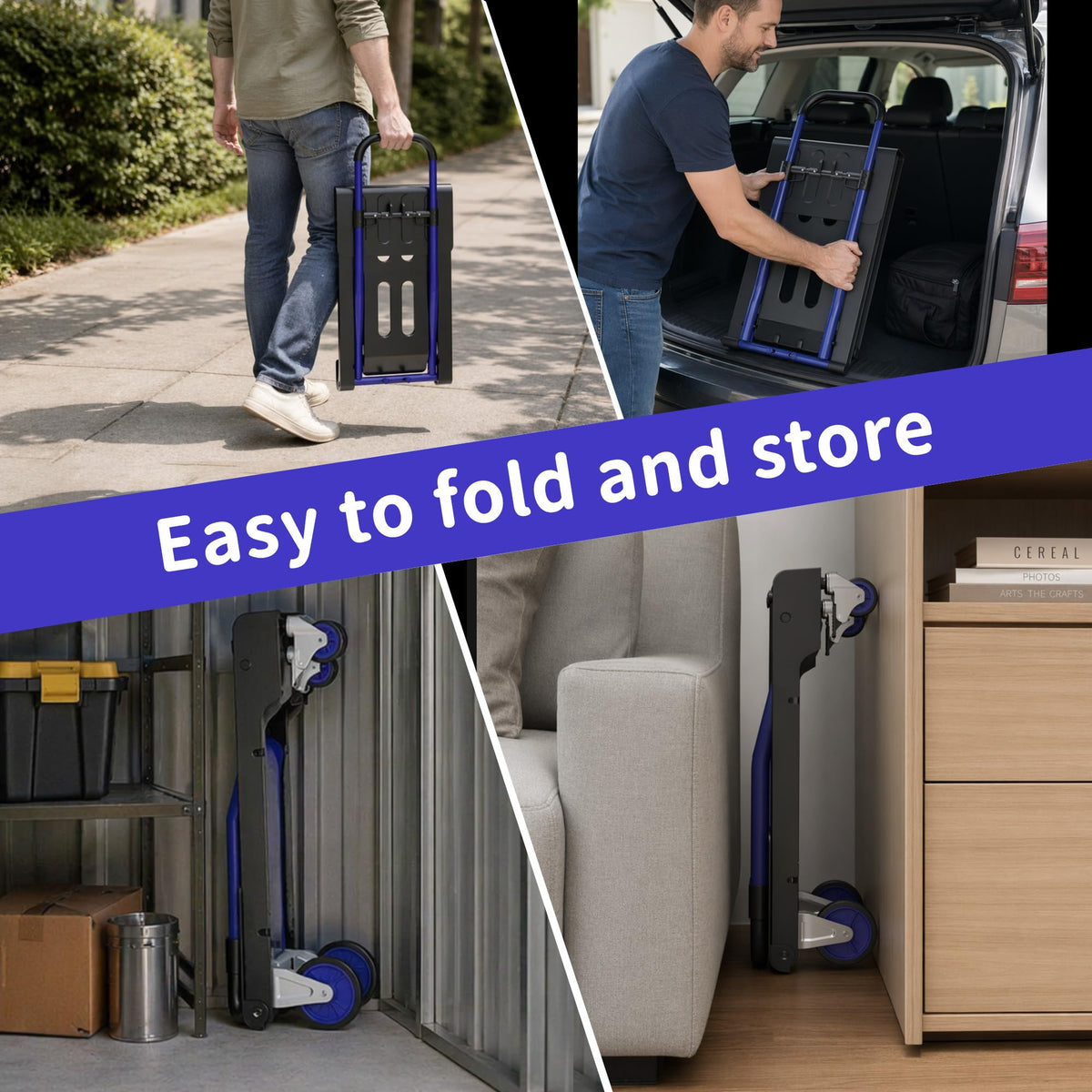 3-in-1 Folding Hand Truck 330lbs Portable Dolly Cart with Adjustable Handle N6935