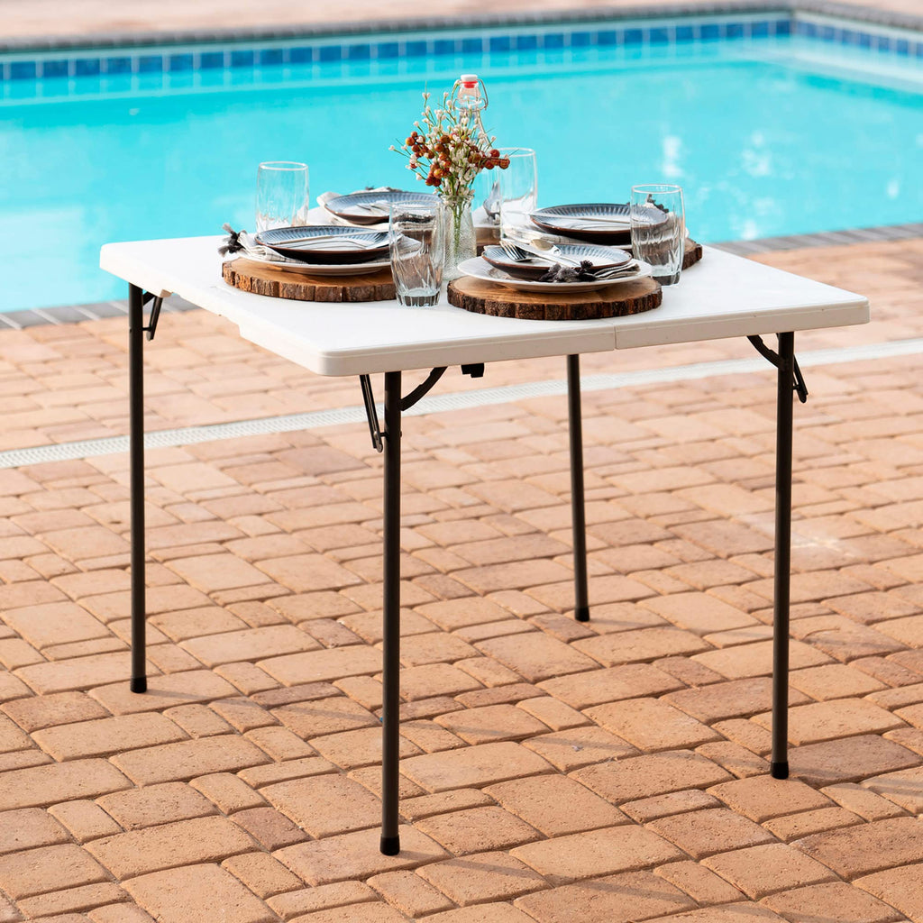 White 34 Inch Fold in Half Square Table H457178
