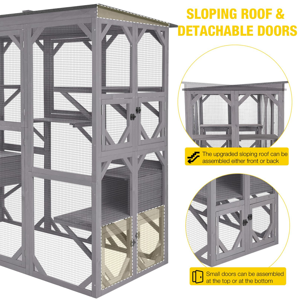 Extra Large 5-Level Outdoor Cat Enclosure with Cover I9691