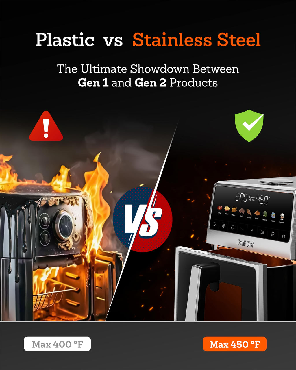 6Qt Stainless Steel Air Fryer L856