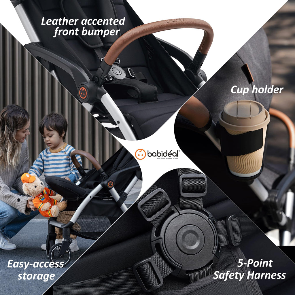 Lightweight Self-Folding Baby Stroller with Canopy and Cup Holder D152