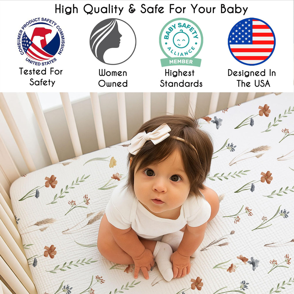 3-Piece Baby Crib Sheets Set Fitted Standard Size K2039