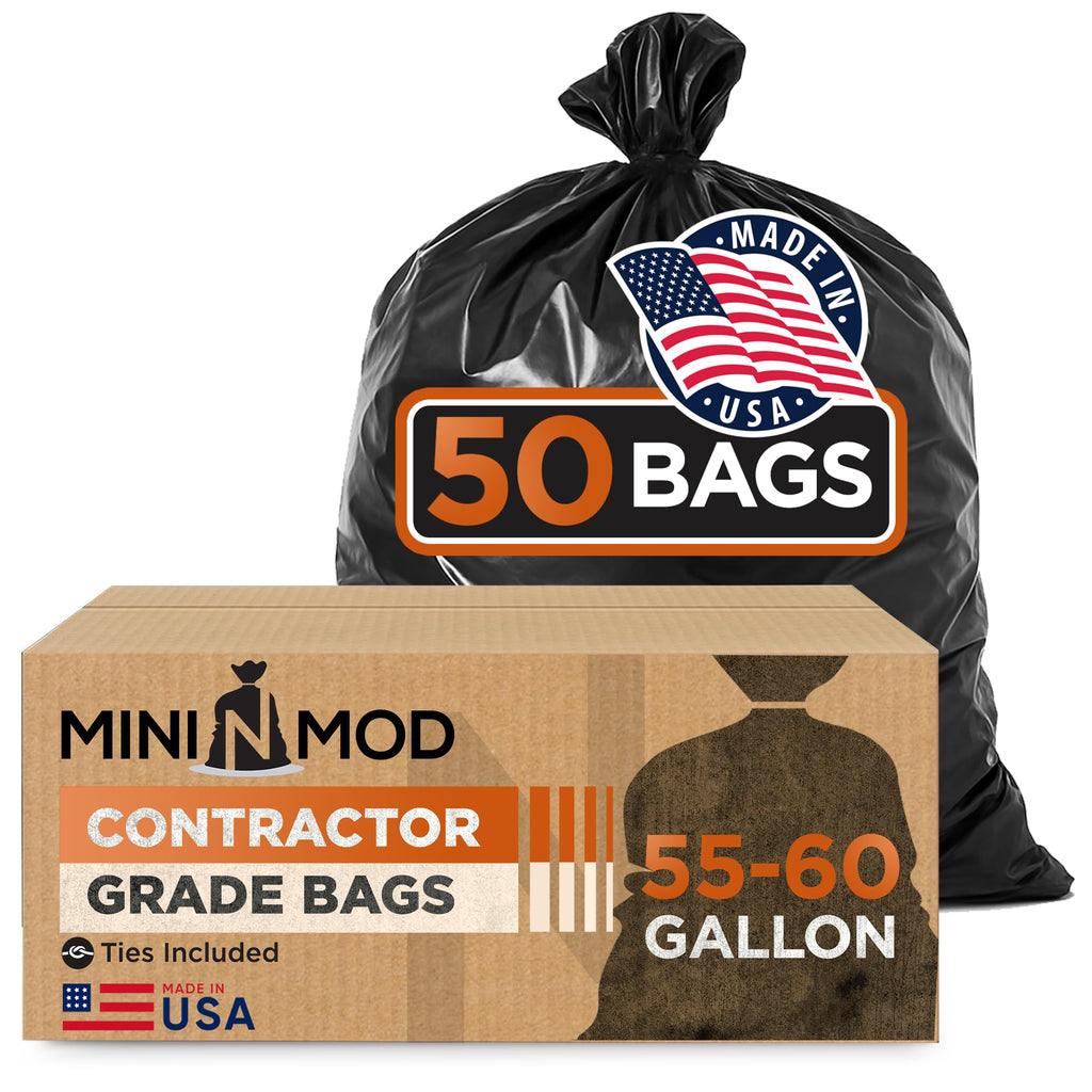 55 Gallon Heavy Duty Trash Bags 50 Count with Ties W705