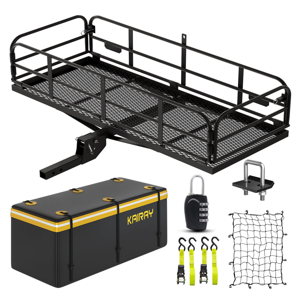 500 Lbs Heavy Duty Hitch Mount Cargo Carrier 60"x24"x14.4" Folding Y63129