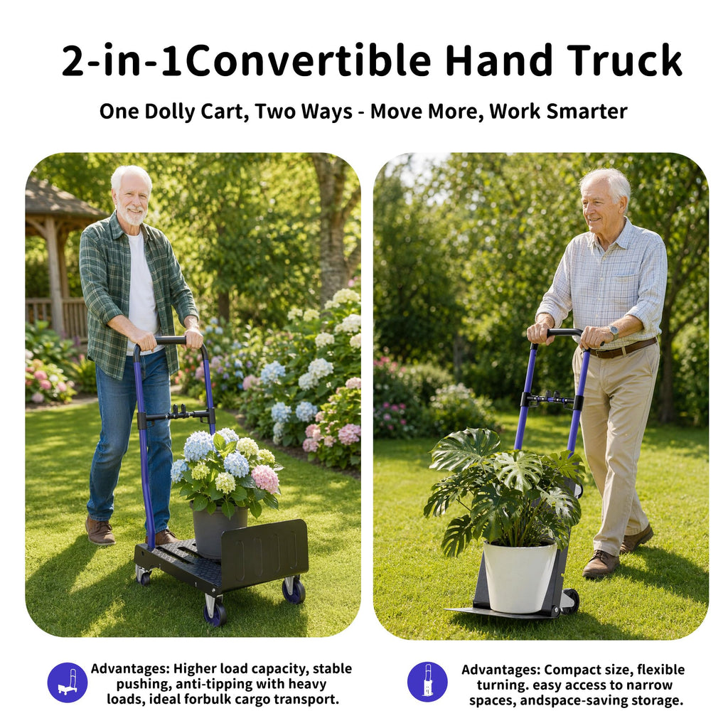 3-in-1 Folding Hand Truck 330lbs Portable Dolly Cart with Adjustable Handle N6935