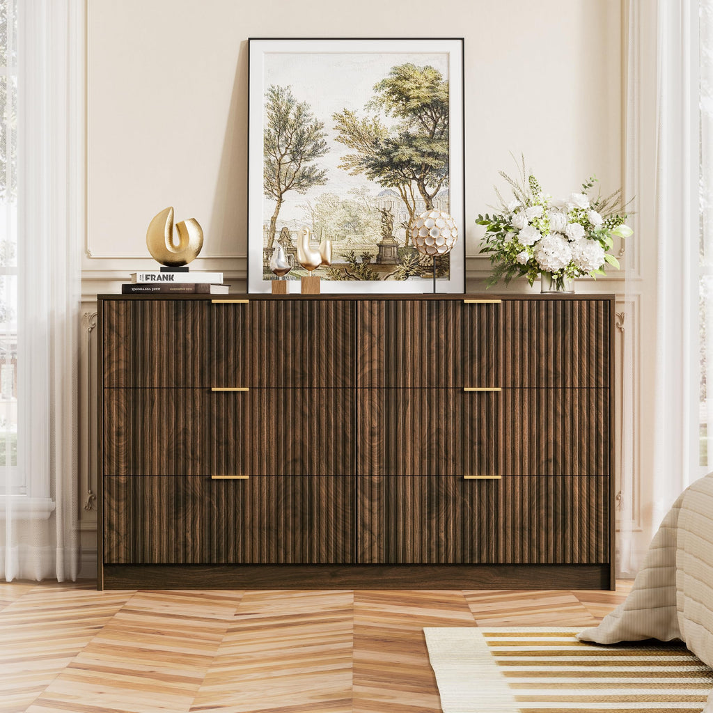 Walnut 6 Drawer Dresser G1210