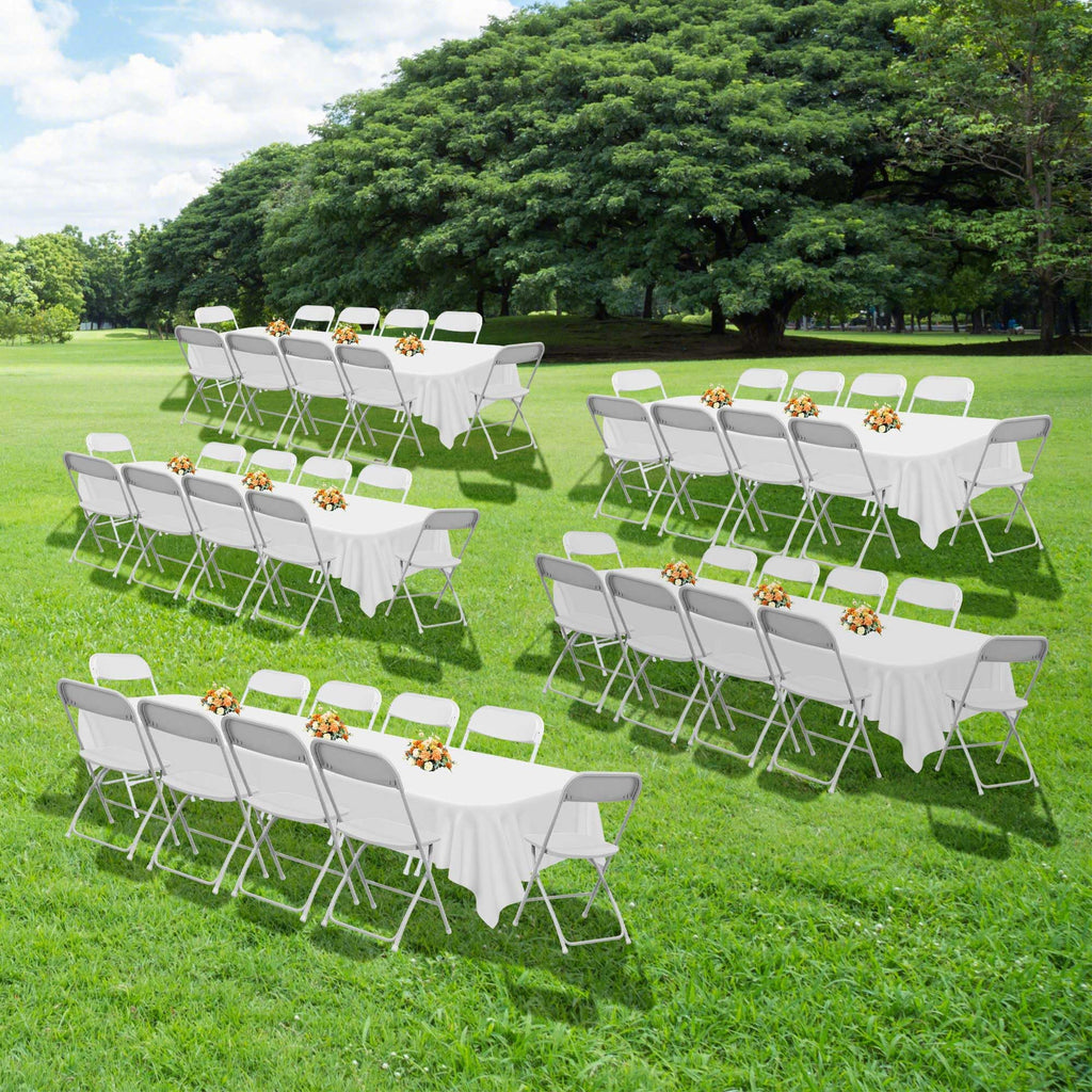 10 Pack White Plastic Folding Chairs with Steel Frame Q63319