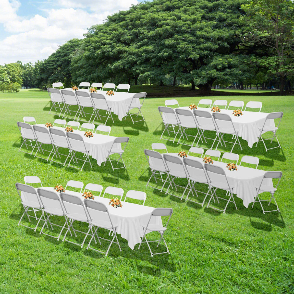 10 Pack White Plastic Folding Chairs with Steel Frame Q63319