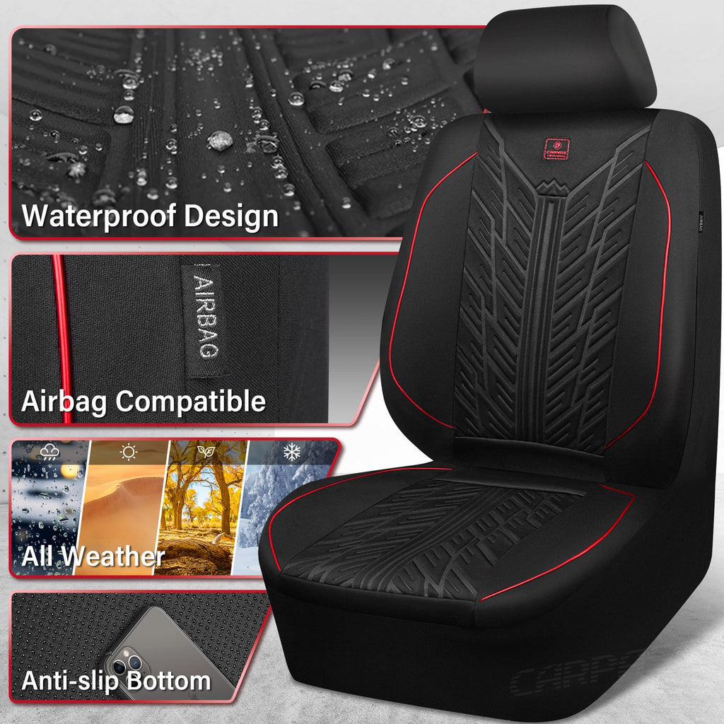 Waterproof Neoprene Car Seat Covers Full Set 5 Seats Black Red H888