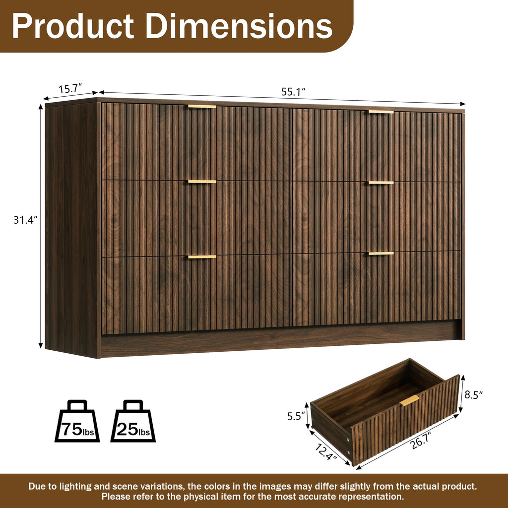 Walnut 6 Drawer Dresser G1210