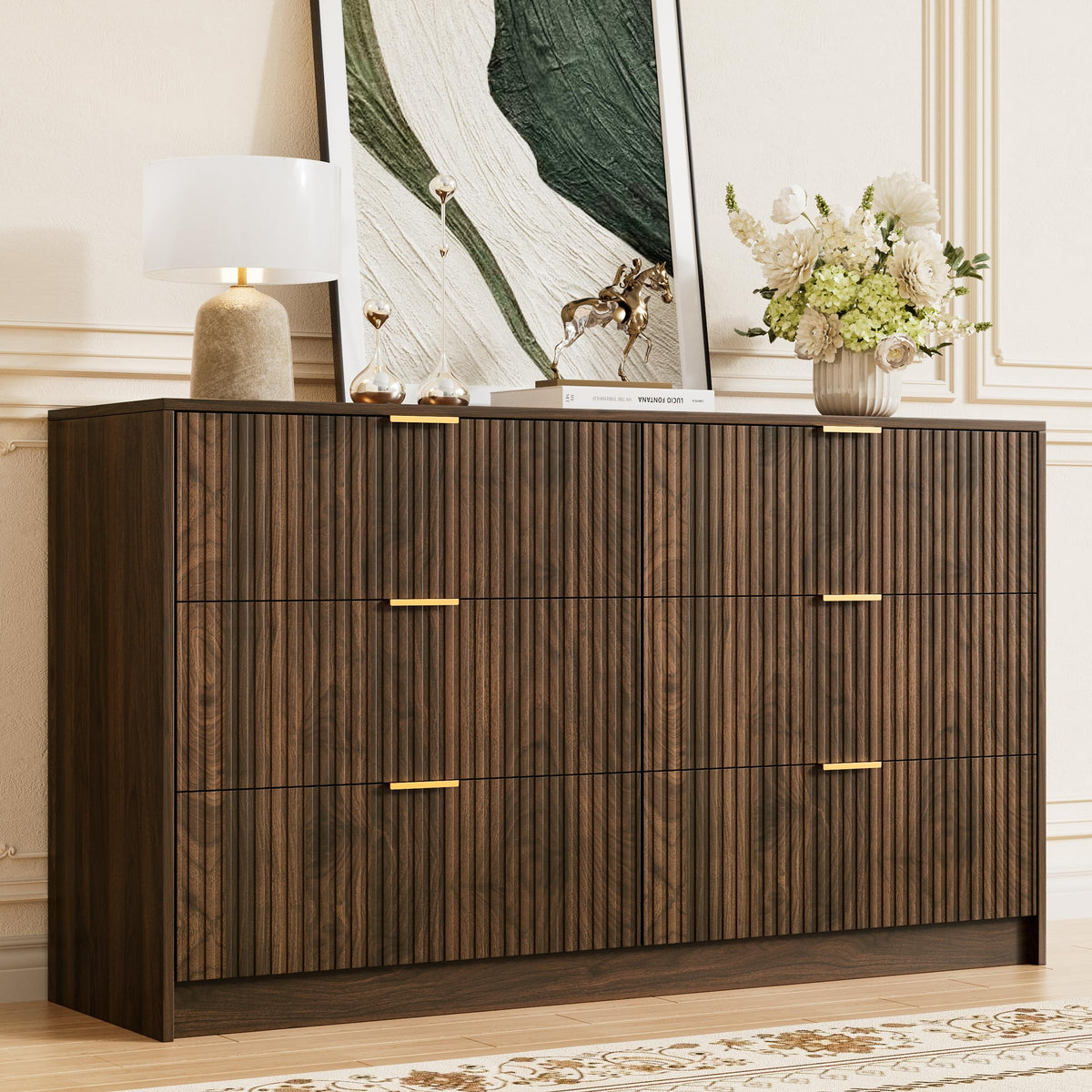 Walnut 6 Drawer Dresser G1210