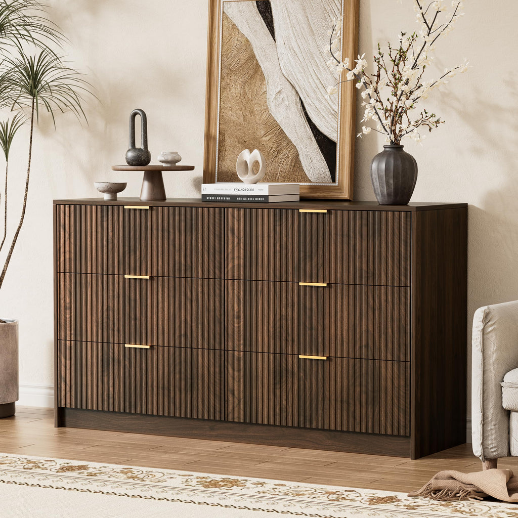 Walnut 6 Drawer Dresser G1210