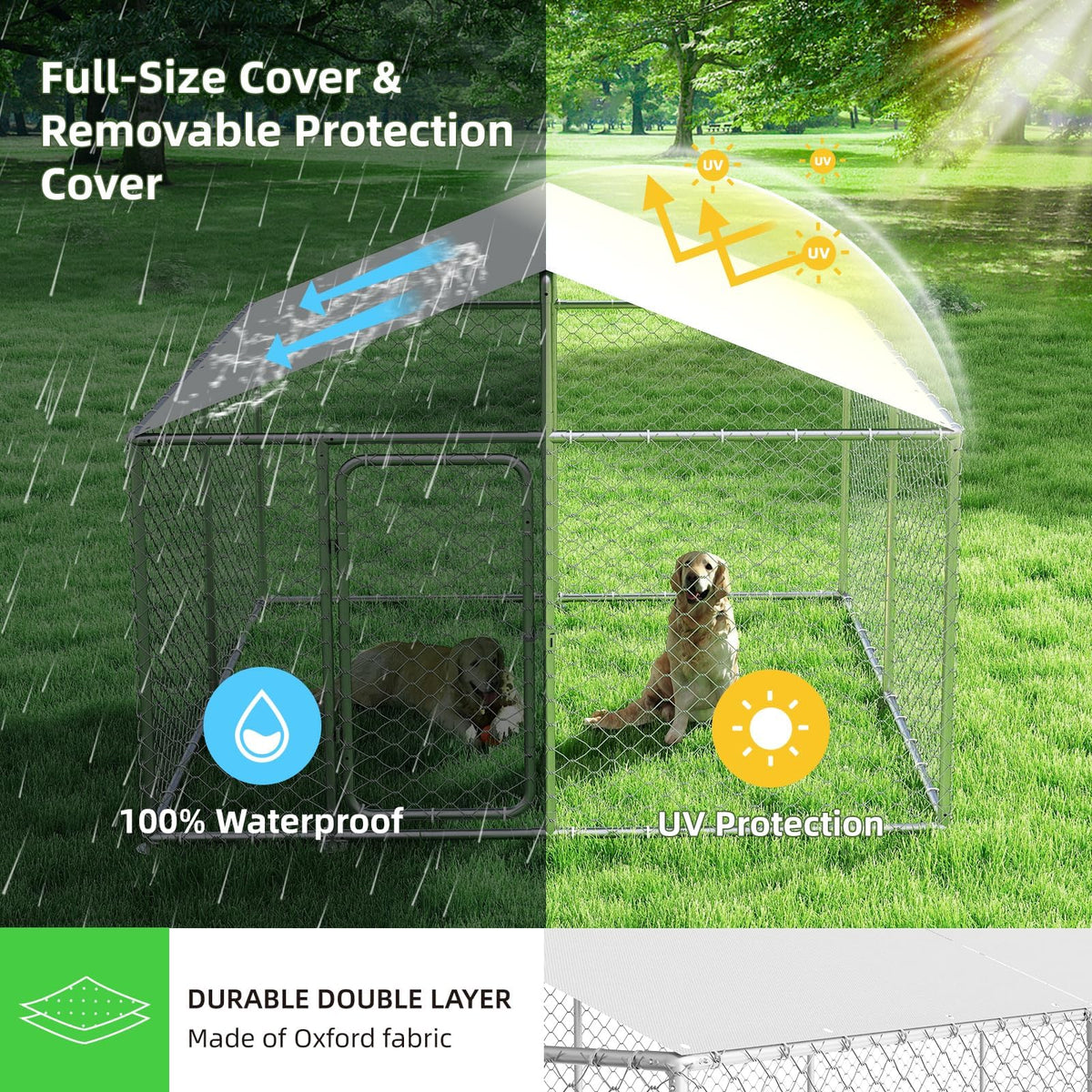 10x10FT Heavy Duty Outdoor Dog Kennel with Roof D117094